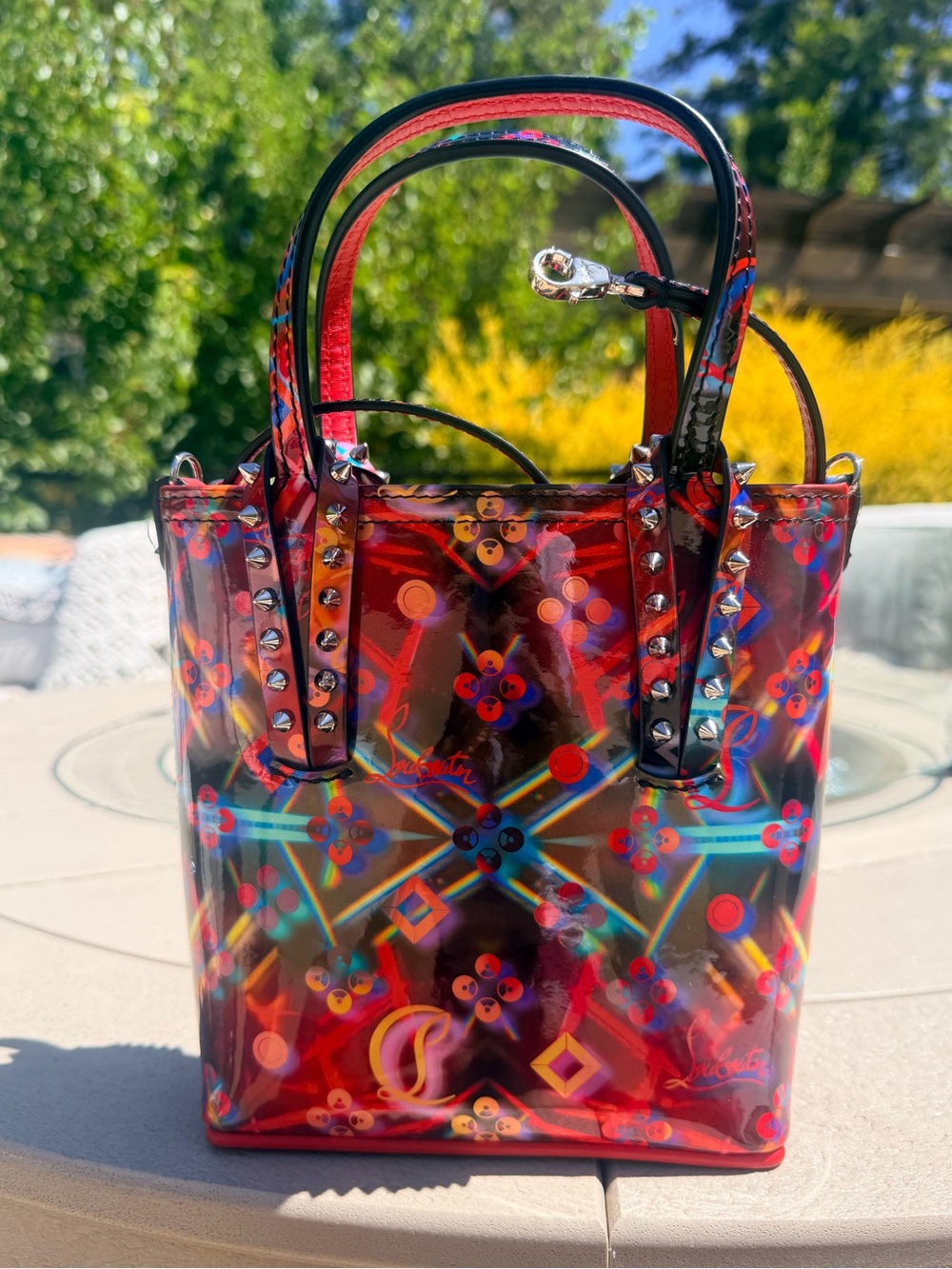 Christian Louboutin Cabata Patent Disclosaber Multi Mini Tote Crossbody Bag